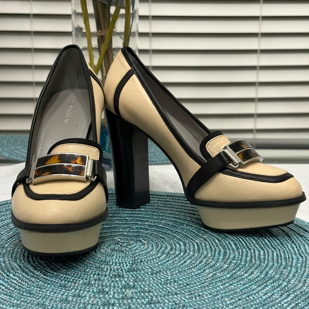 Calvin Klein Mariella Platform Heeled Loafers.